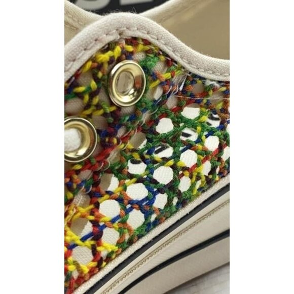 CONVERSE Chuck Taylor All Star Low Top Lace Woven Platform Lift Multi Sneakers - Picture 3 of 8